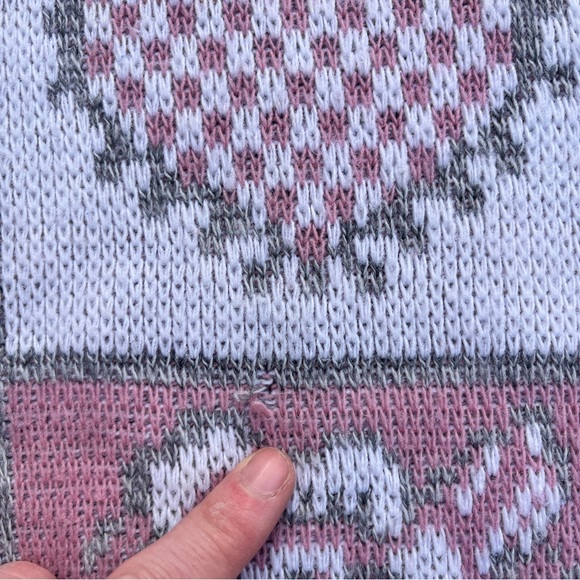 Women’s Pink White and Grey Patchwork Sweater Size Small Vintage Good Condition - Picture 3 of 5